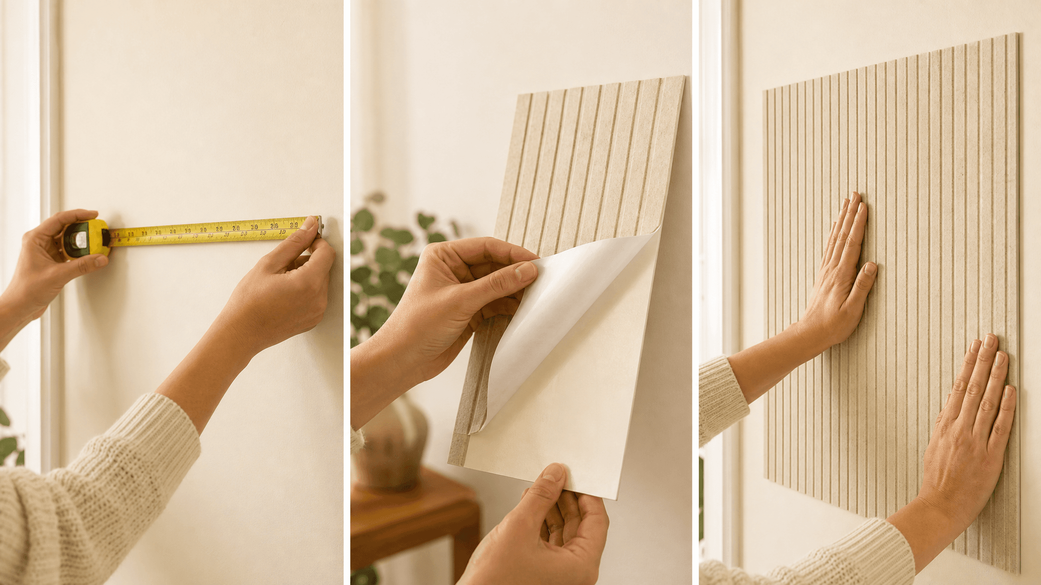 Measuring a wall before applying panels
